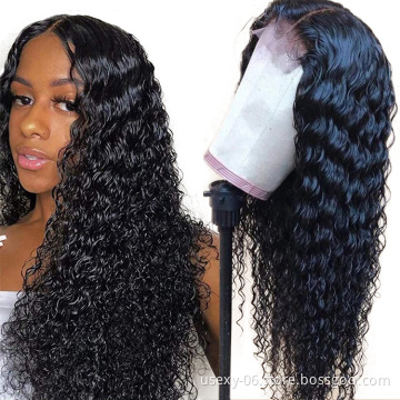Wholesale cheap glueless virgin remy brazilian wigs for black women deep wave T part lace front wigs human hair extension wig